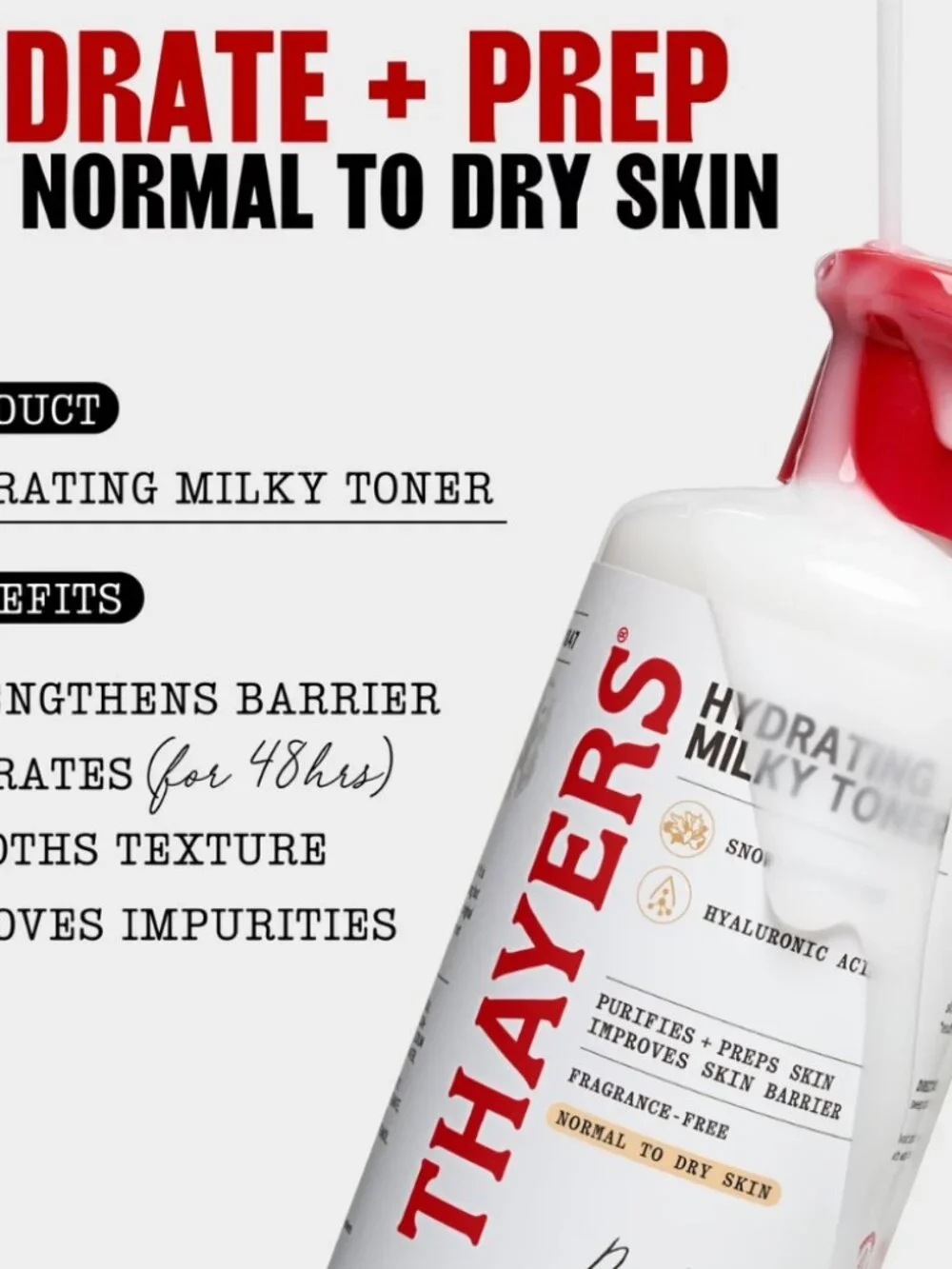 Thayers Hydrating Milky Toner 8.5 fl oz / 251ml Hyaluronic Acid Snow Mushroom NE